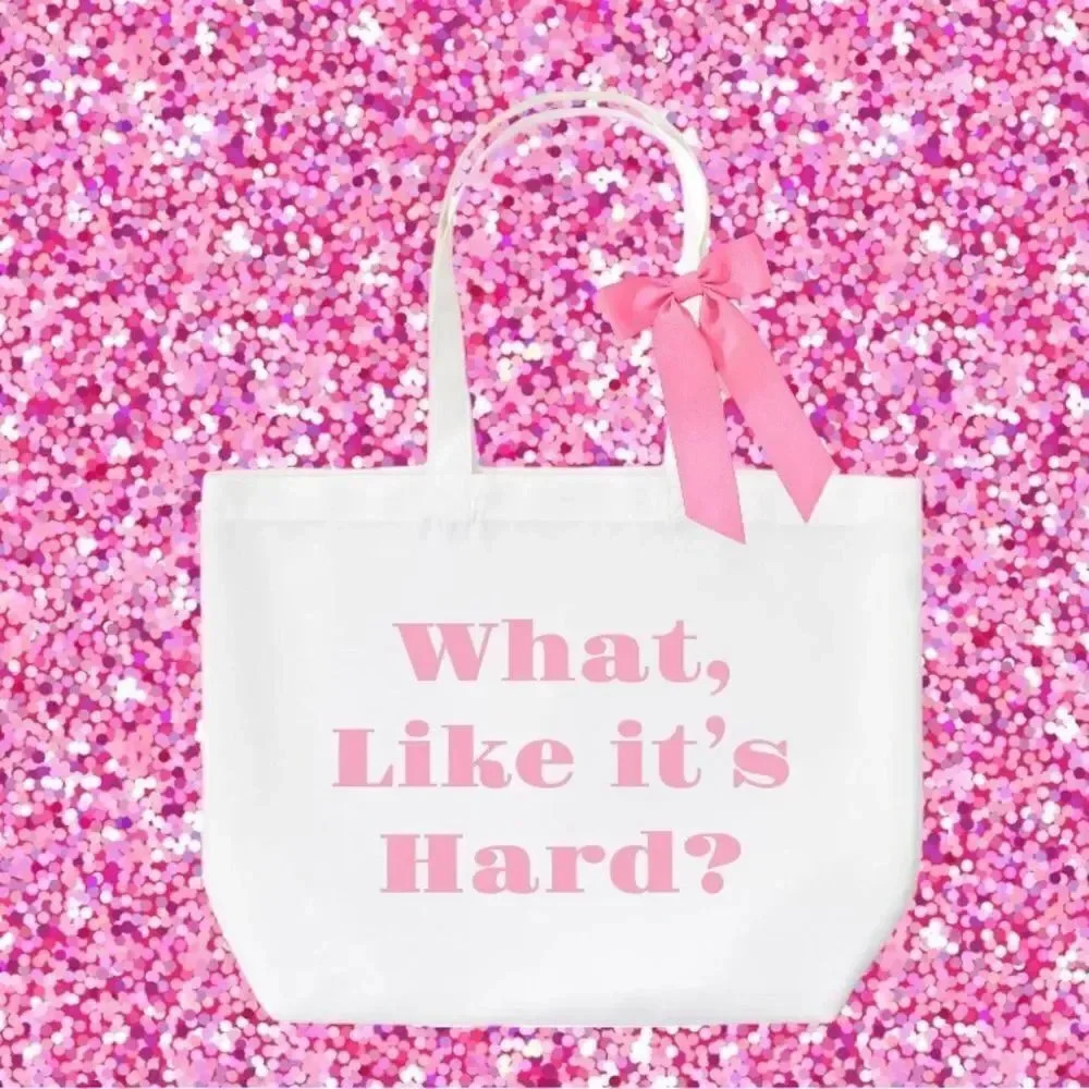 Legally blonde inspired canvas bow tote bag